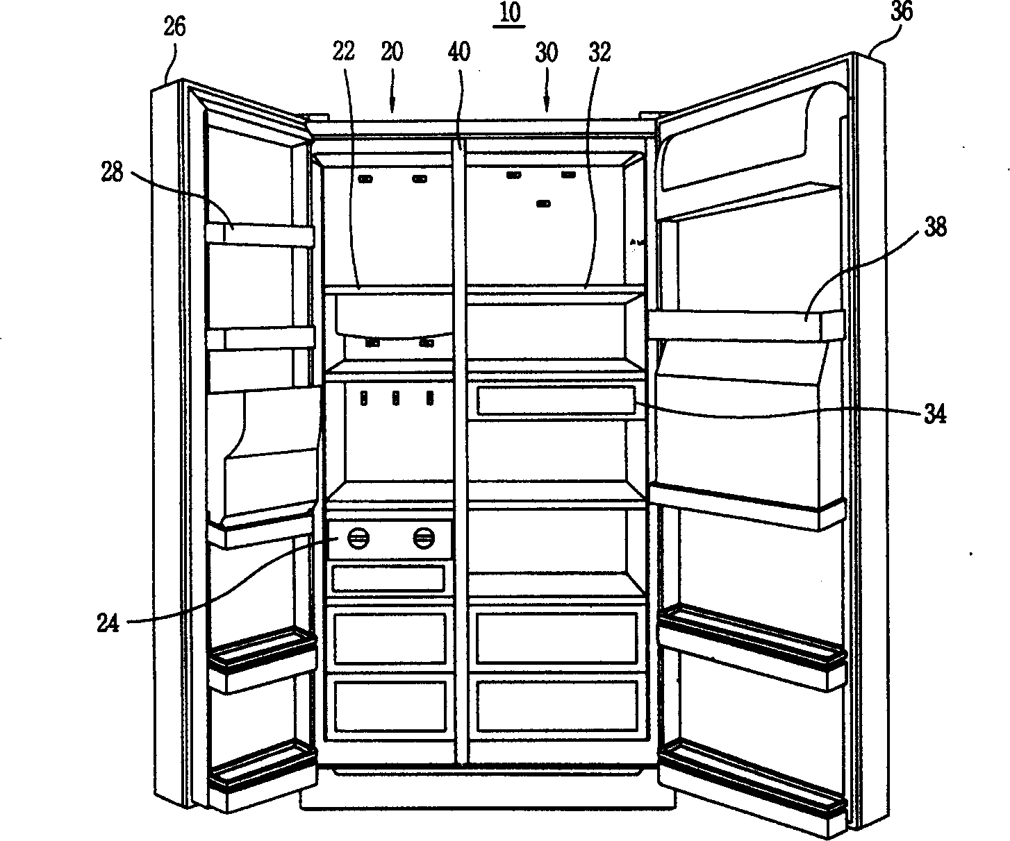 Refrigerator with adjustable cold storing and freezing space