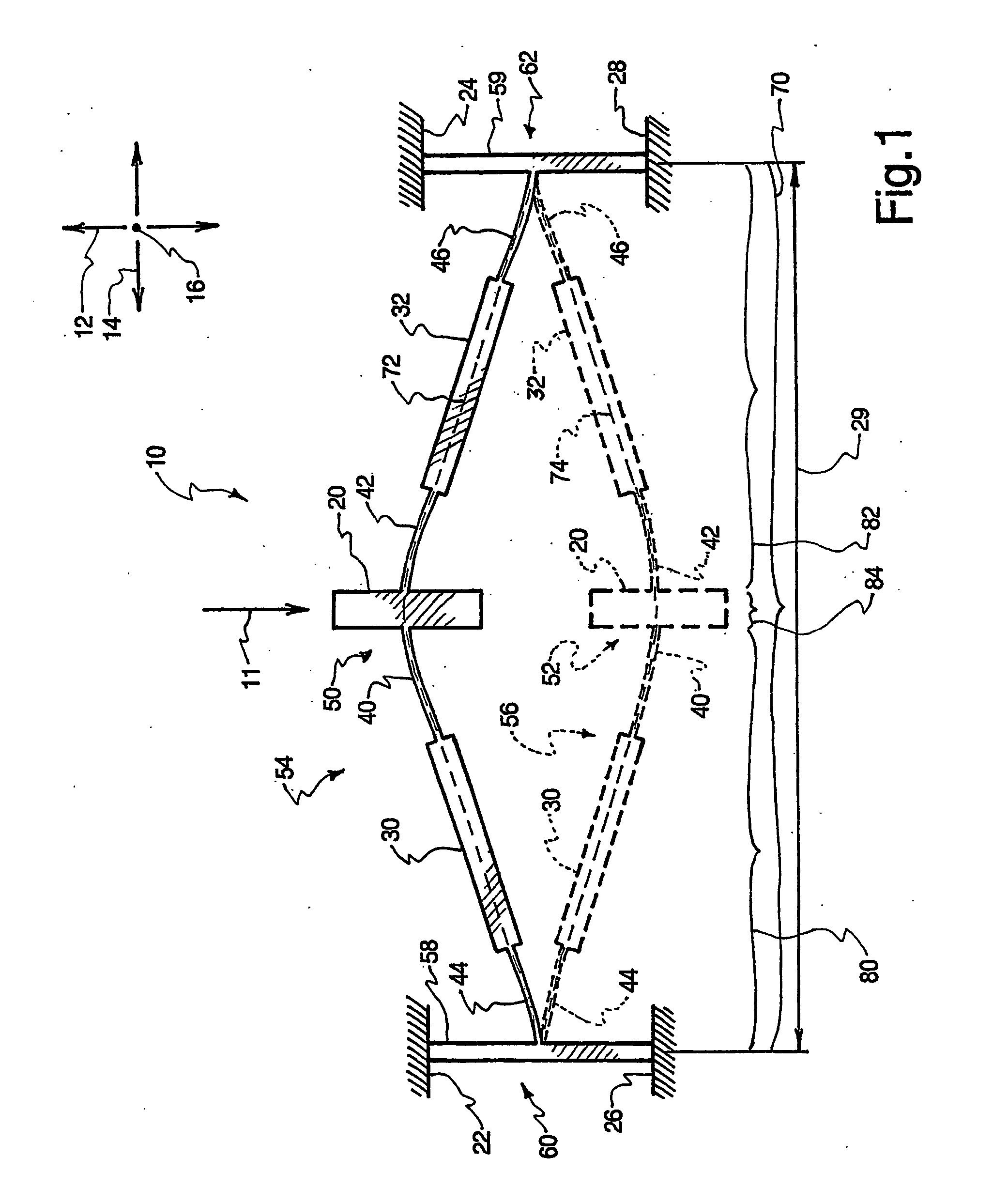 Dual position linear displacement micromechanism