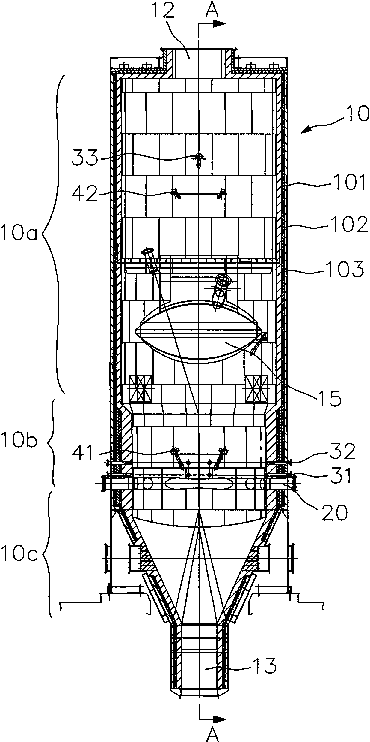 Garbage gasification furnace with detection device