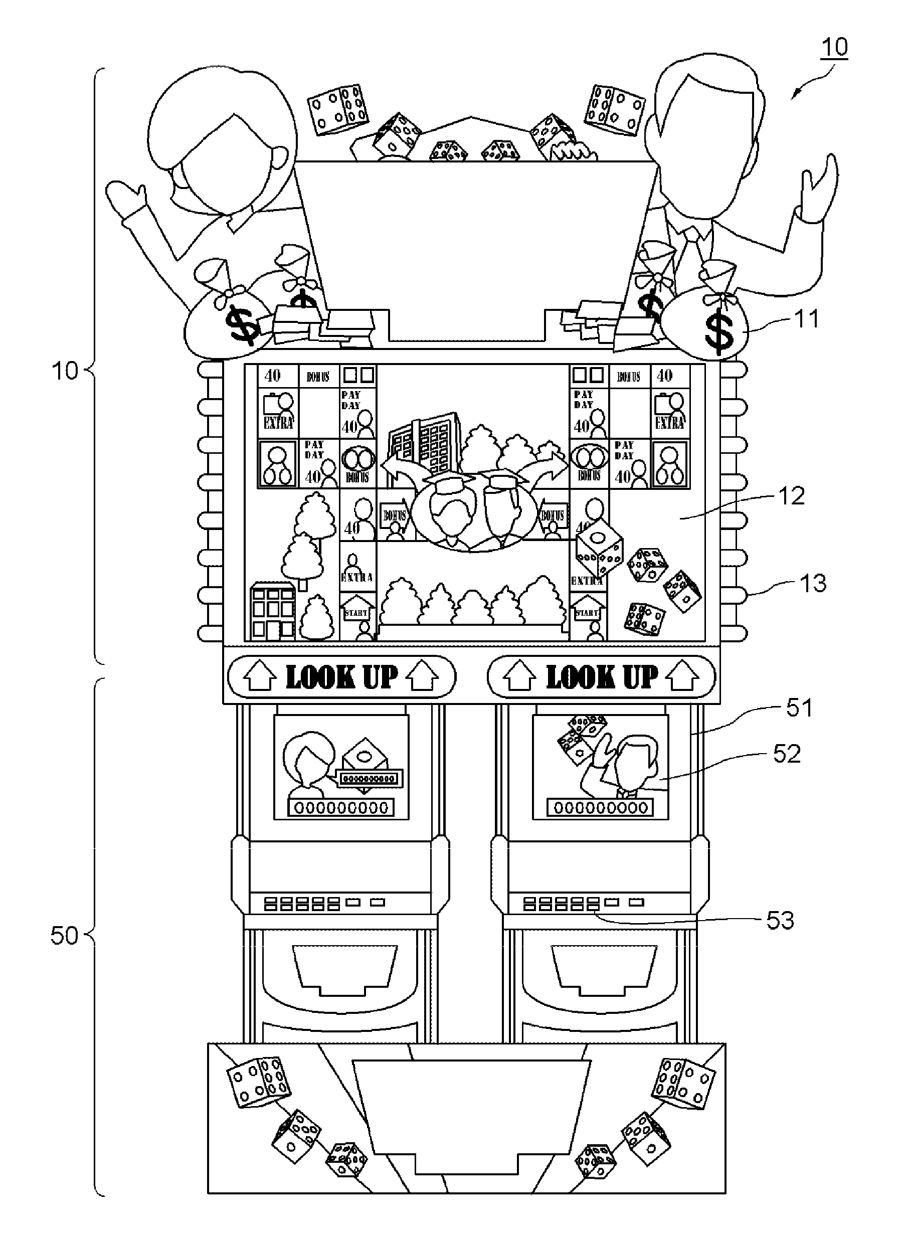 Gaming machine in which a bet is made on a character movement at each unit game
