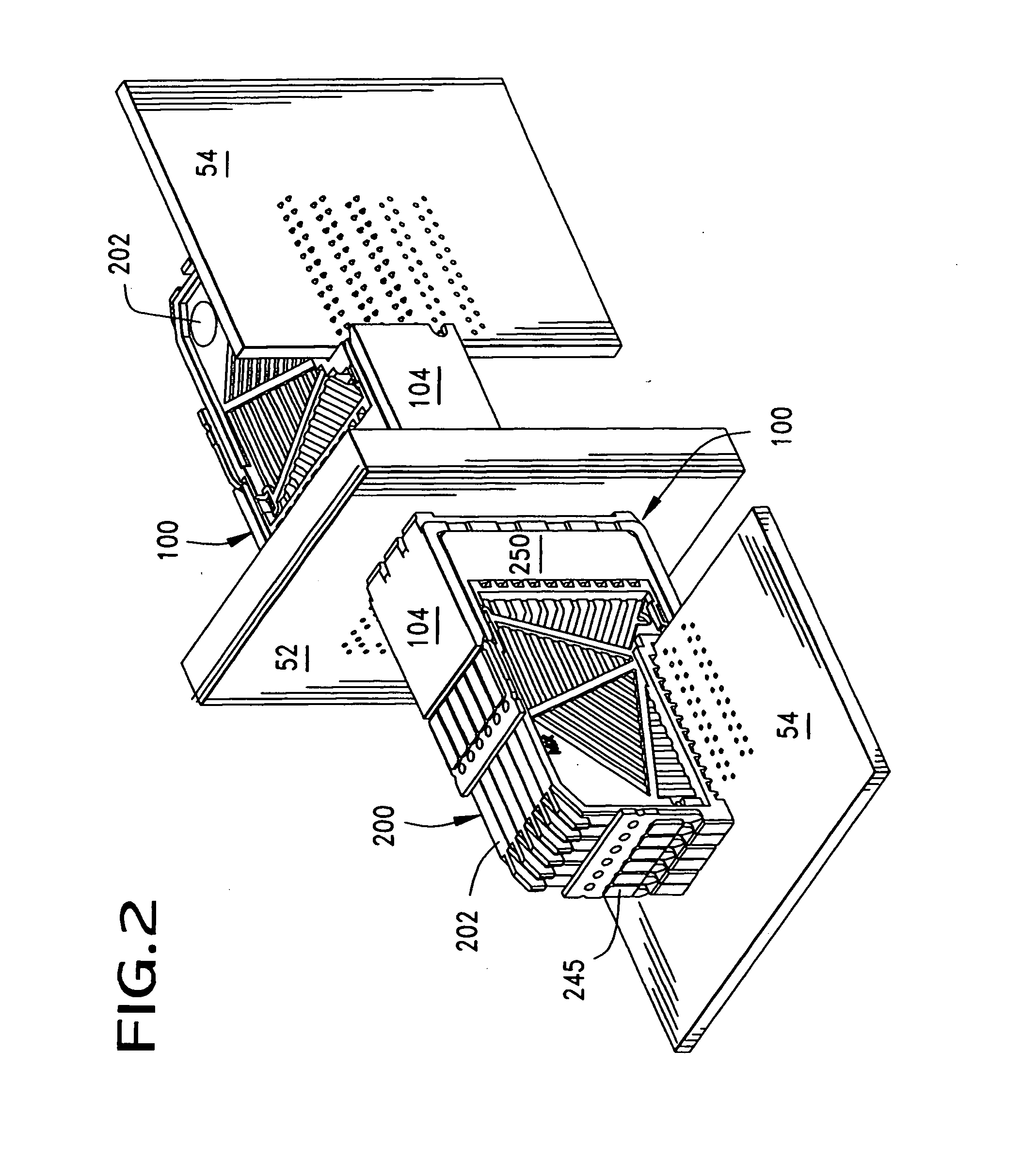 High-density, robust connector with guide means