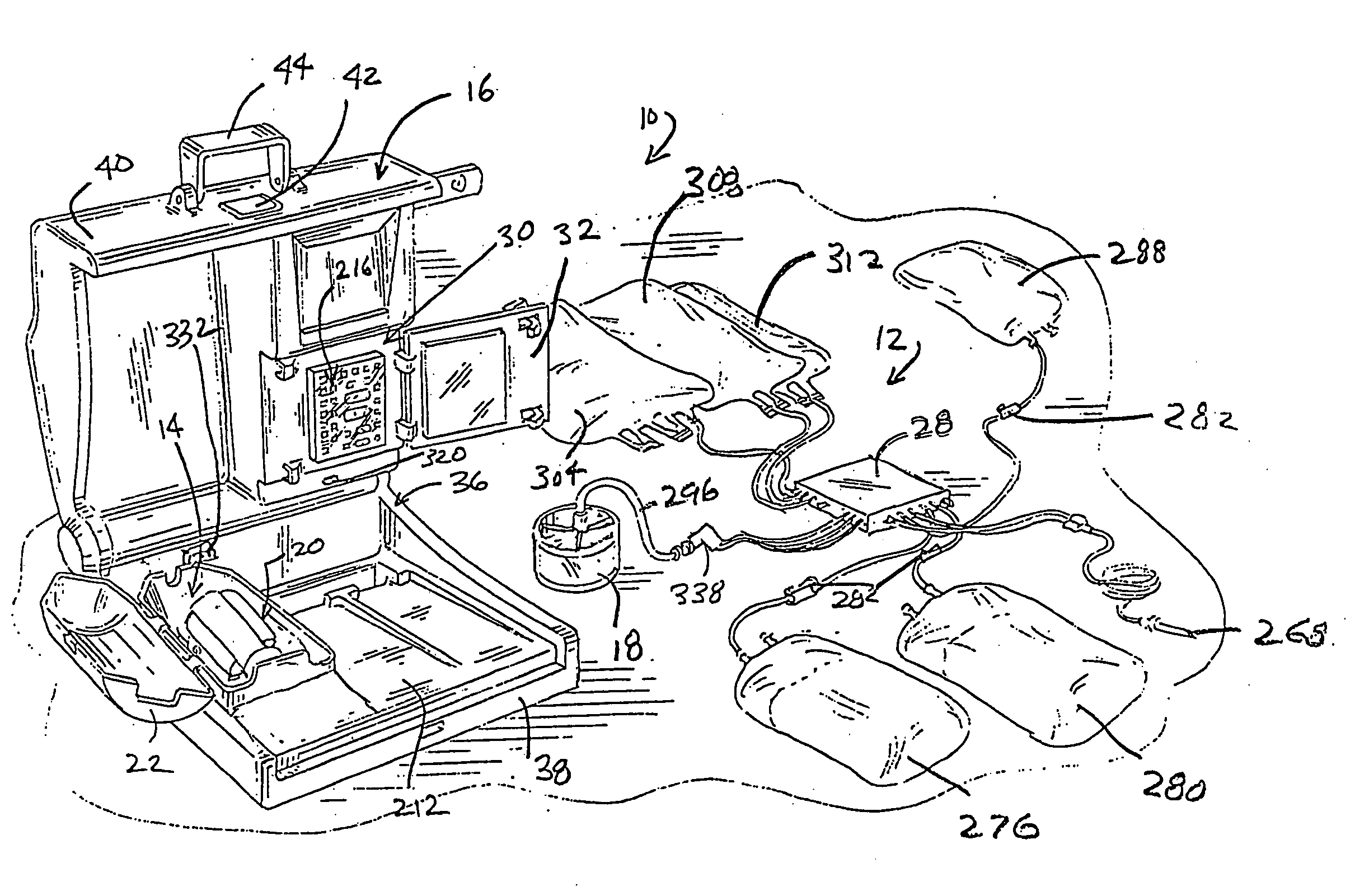 Programmable, fluid pressure actuated blood processing systems and methods