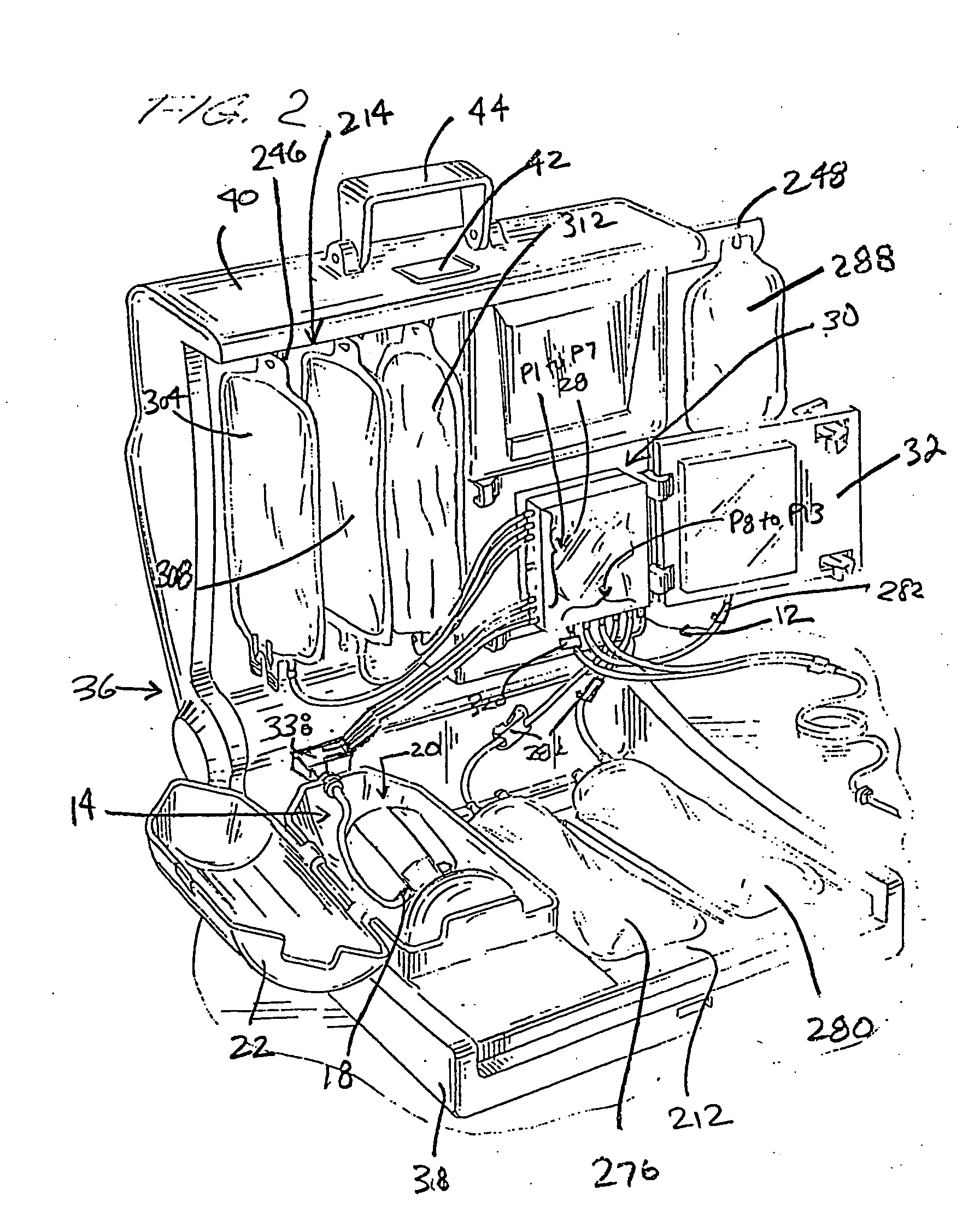 Programmable, fluid pressure actuated blood processing systems and methods