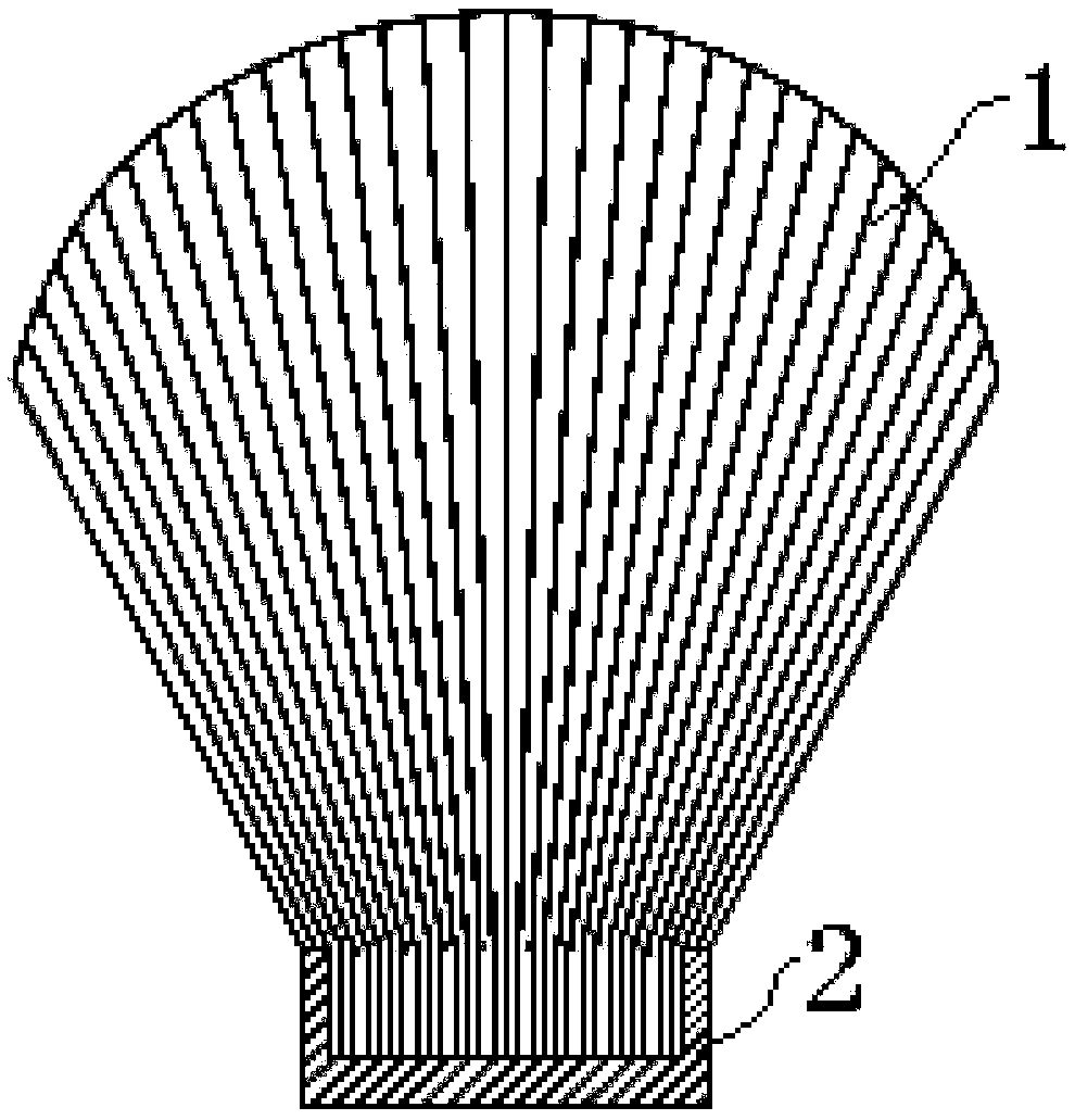 Bristle head of cosmetic brush and method for manufacturing bristle head of cosmetic brush