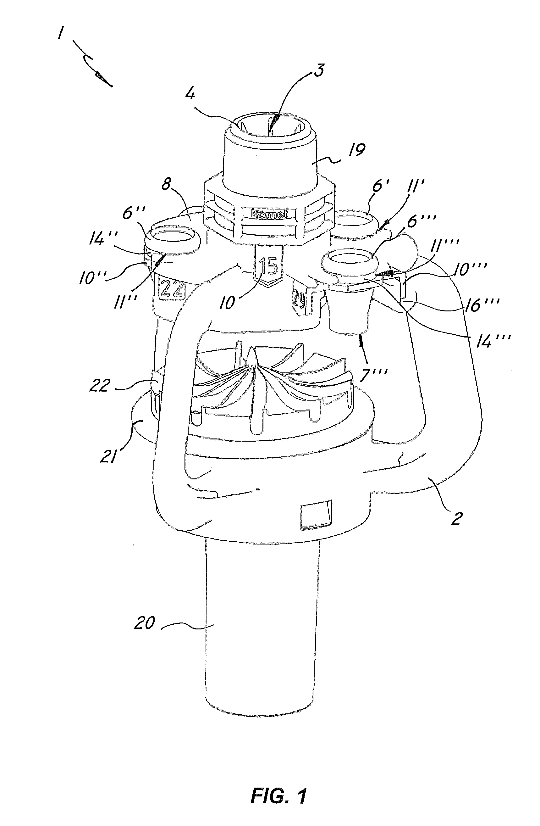 Liquid diffusing device with interchangeable nozzels