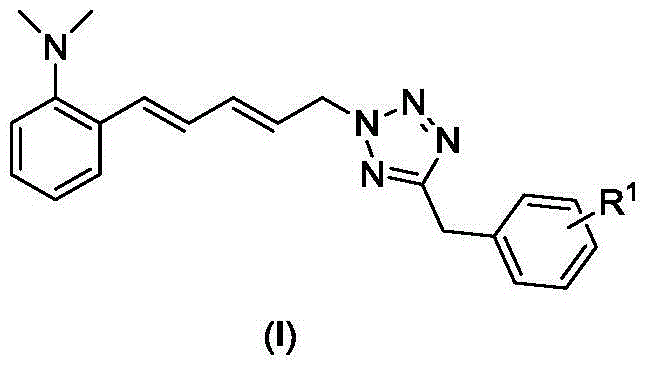 Benzo diene tetrazole compound, preparation method and application of benzo diene tetrazole compound