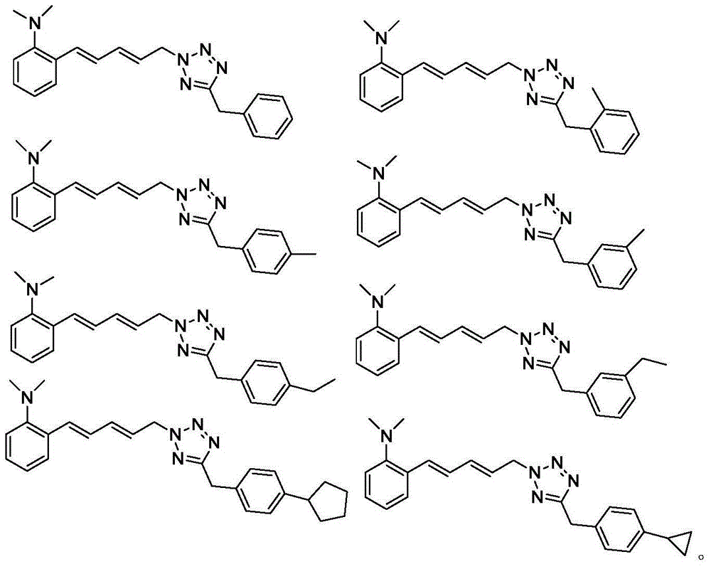 Benzo diene tetrazole compound, preparation method and application of benzo diene tetrazole compound