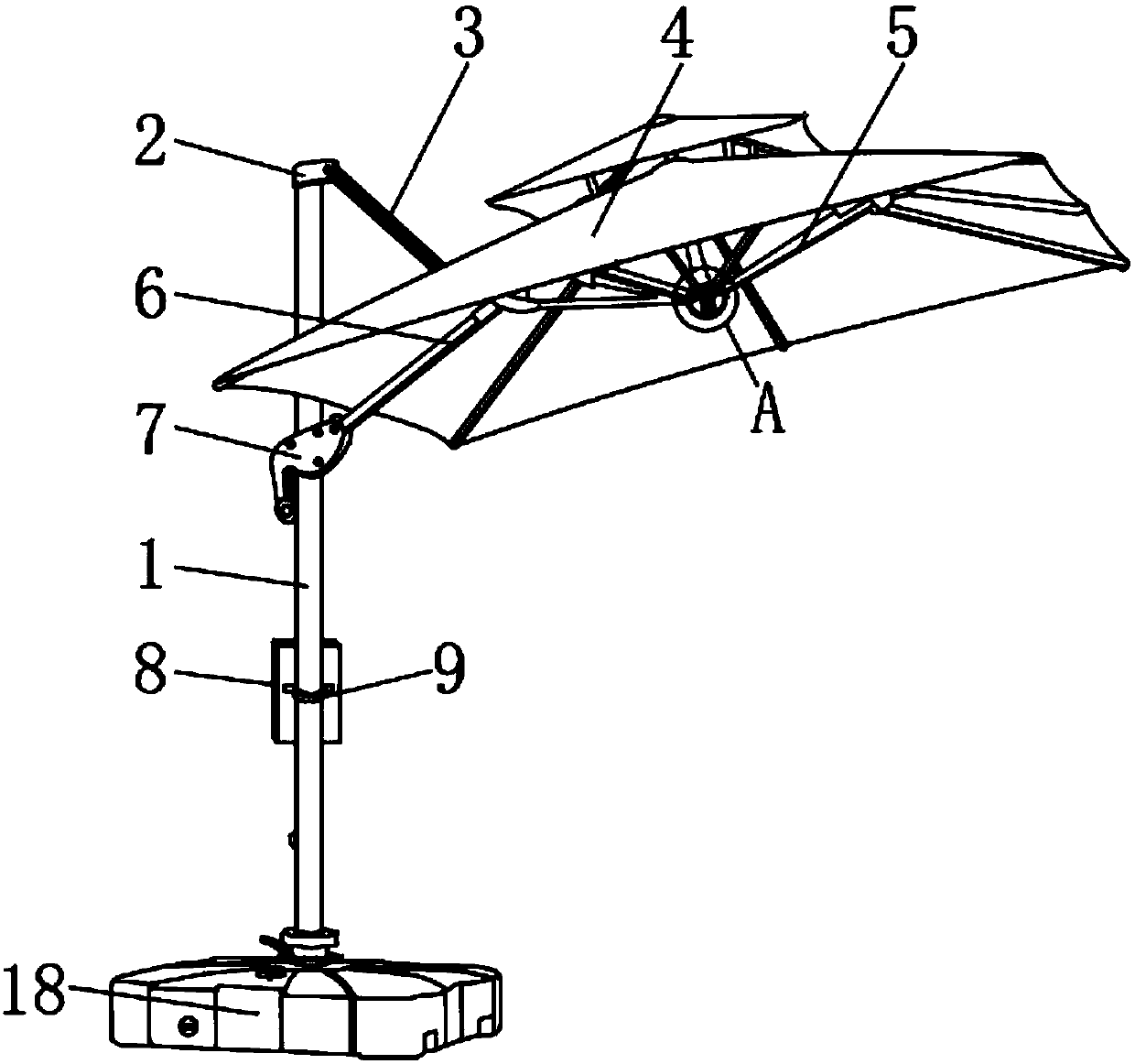 Easy-to-adjust beach sun umbrella