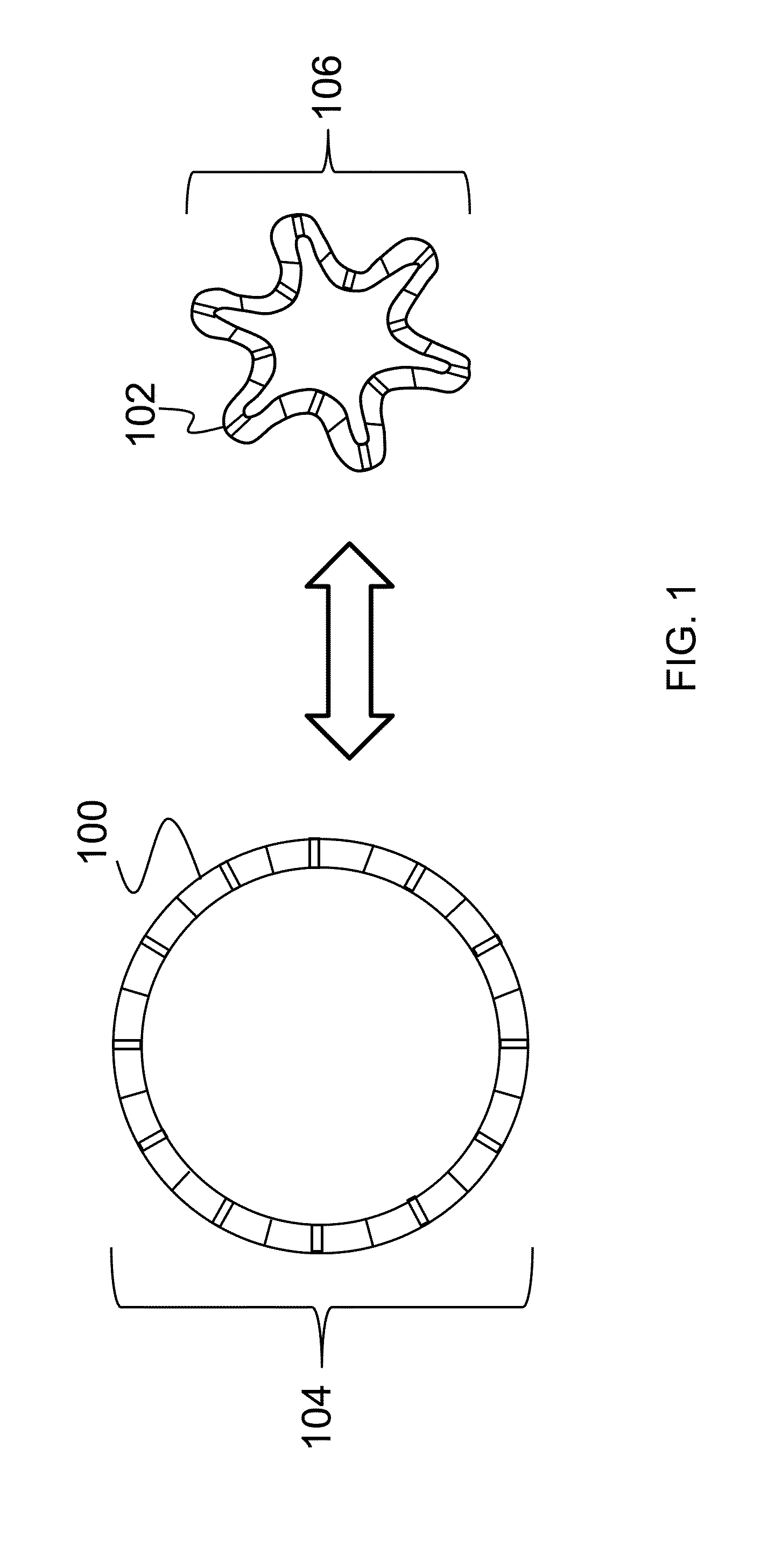 Expandable stent that collapses into a non-convex shape and expands into an expanded, convex shape