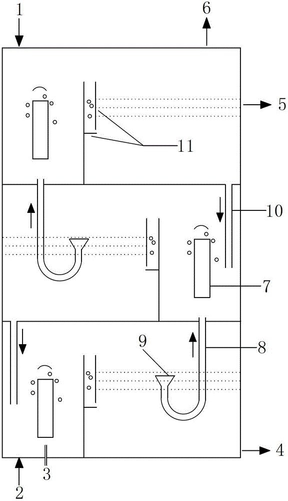 Vertical multi-stage mixing clarifying extracting device by air stirring and extracting method thereof