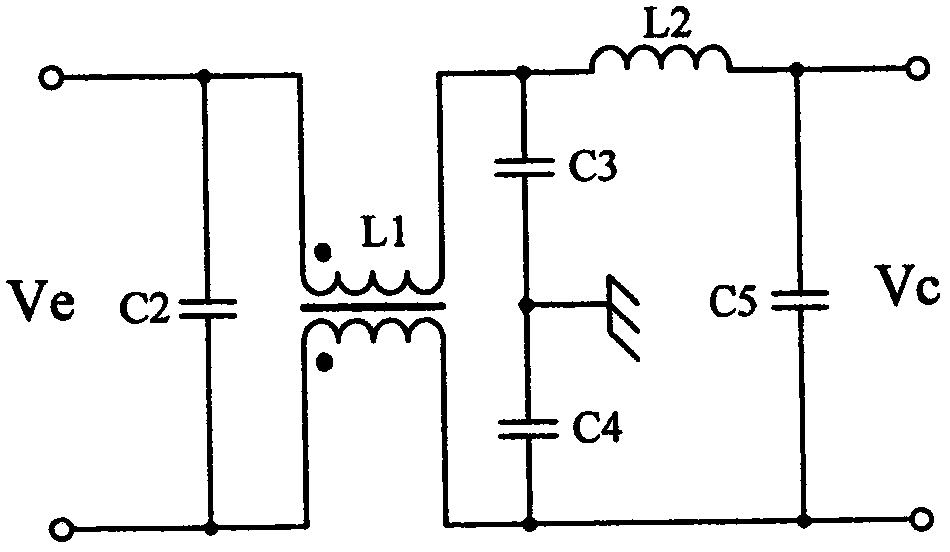 A multi-output two-stage dc/dc converter using a composite pcb board transformer