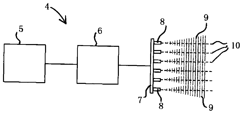 Near-field radar device, land vehicle, aircraft or watercraft, use of a radar device, method for operating a radar device, and computer program