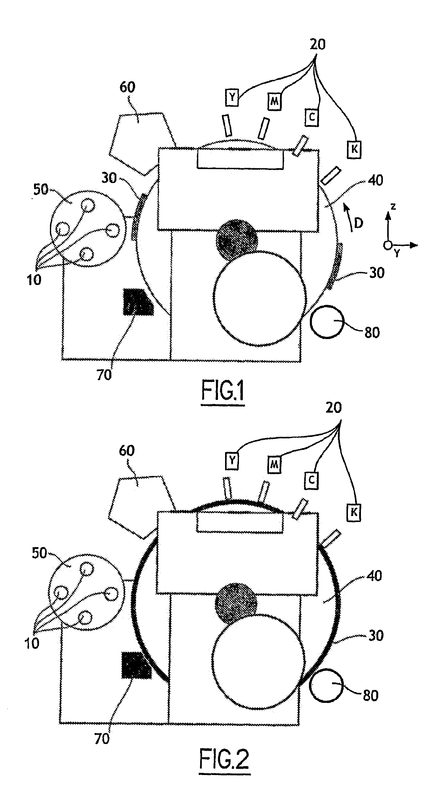 Device for printing by transfer onto a cylindrical printing medium