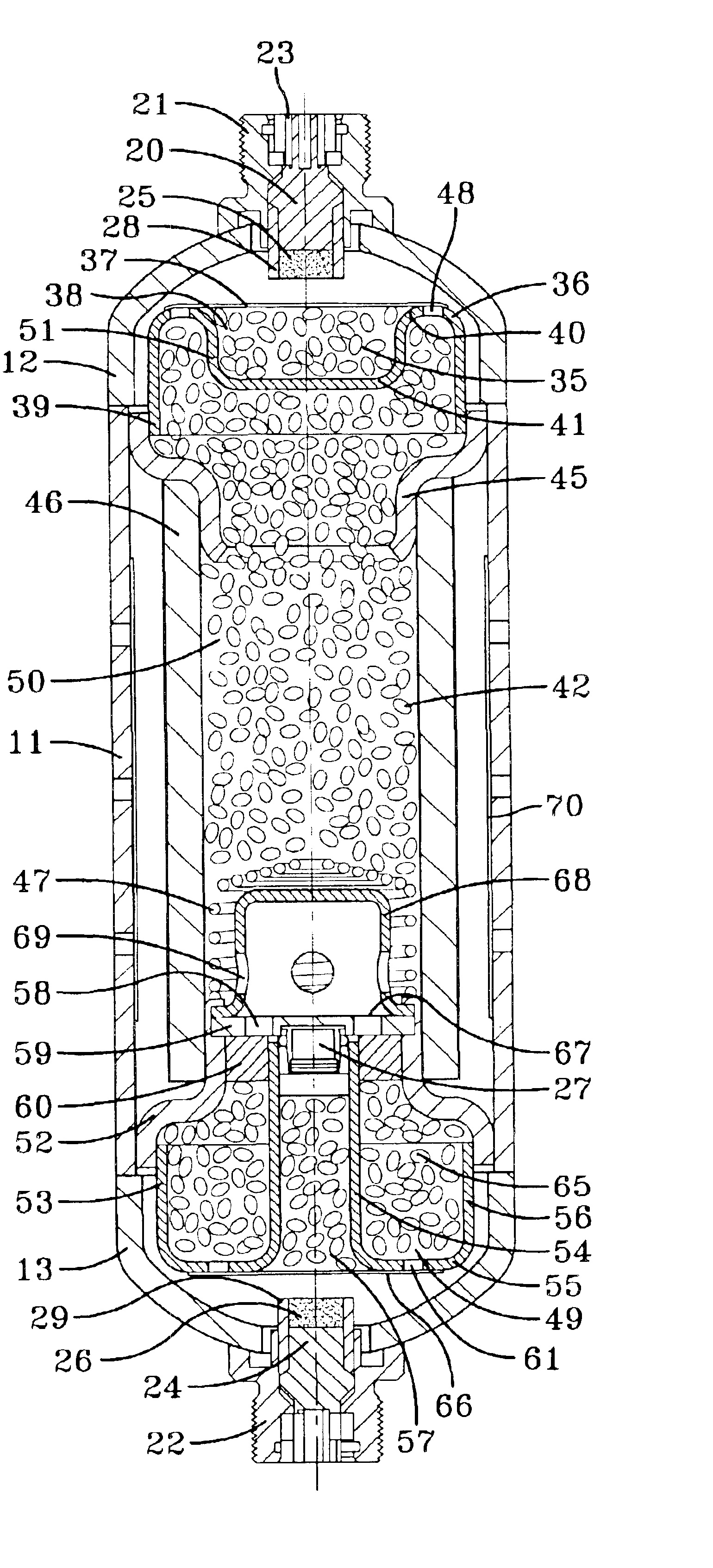 Dual stage inflator for low melting gas generants