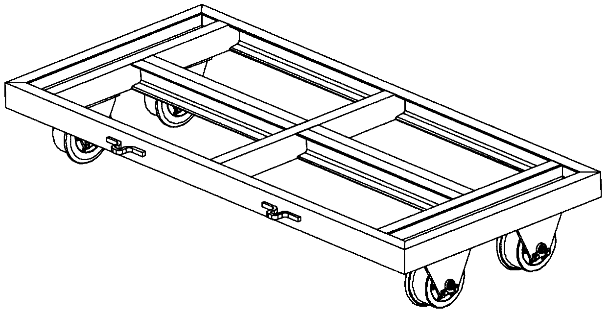 Four-wheel small platform lorry for pre-assembled turnout slippage and construction method