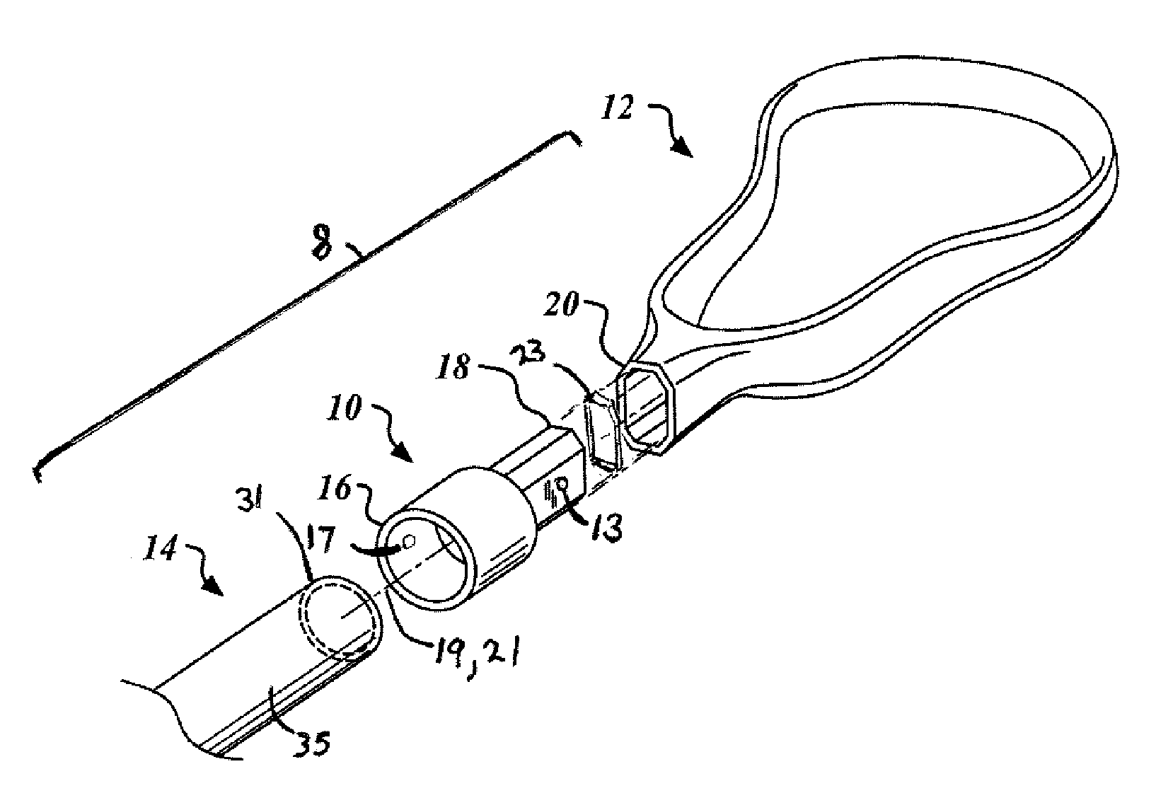 A coupling for attaching a lacrosse head to a lacrosse handle