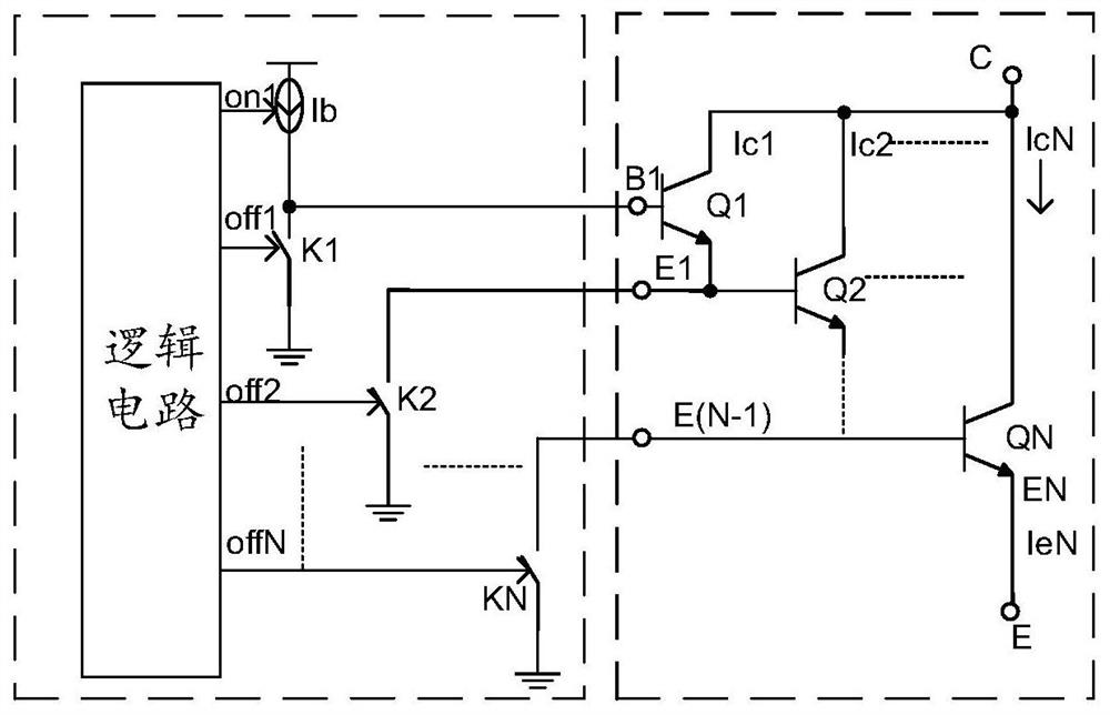 Driving circuit containing multi-stage NPN (Negative-Positive-Negative) transistors