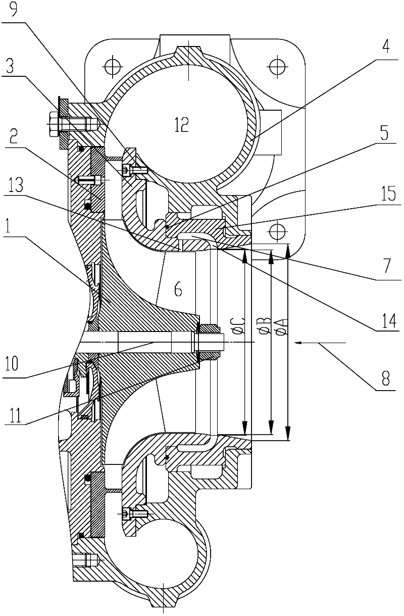 Low-noise device for centrifugal compressor of turbocharger