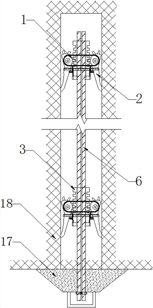 A prestressed anchor cable anchoring end device for super-long anchoring of deep and large landslides