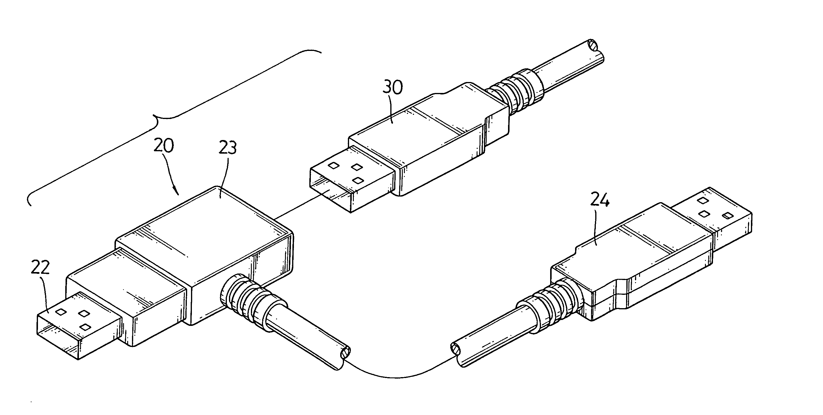 USB adapter with a power connector
