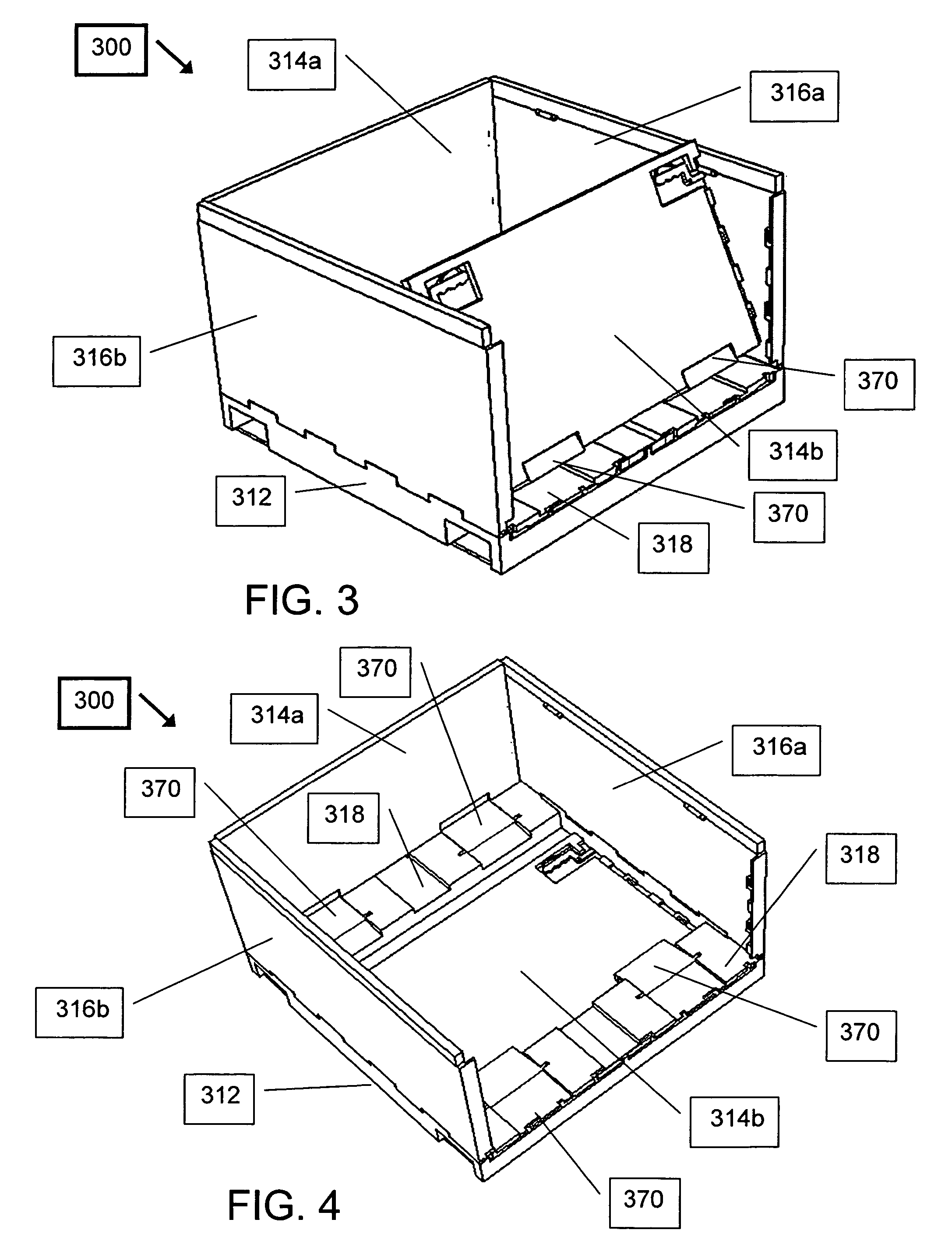 Knock-down crate with walls stored in base and method employing such a crate