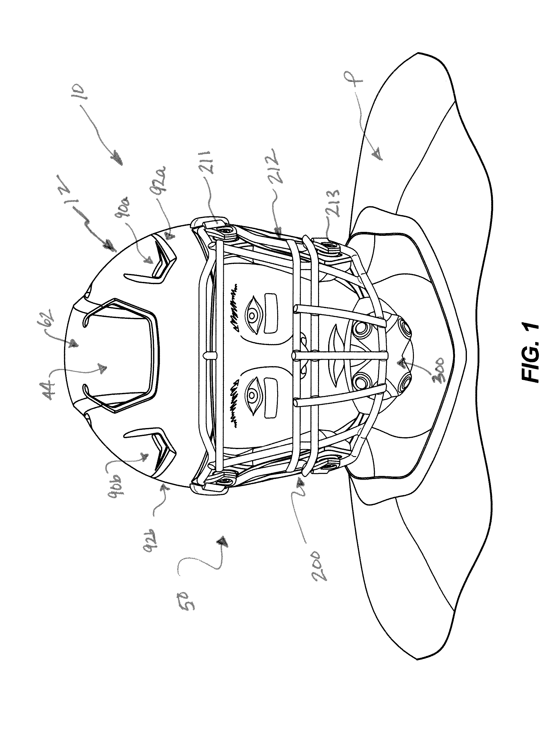 Football helmet with recessed face guard mounting areas