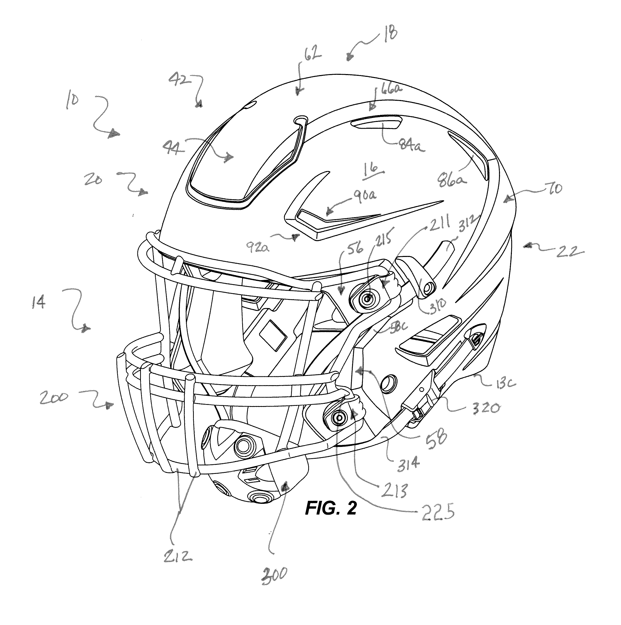 Football helmet with recessed face guard mounting areas