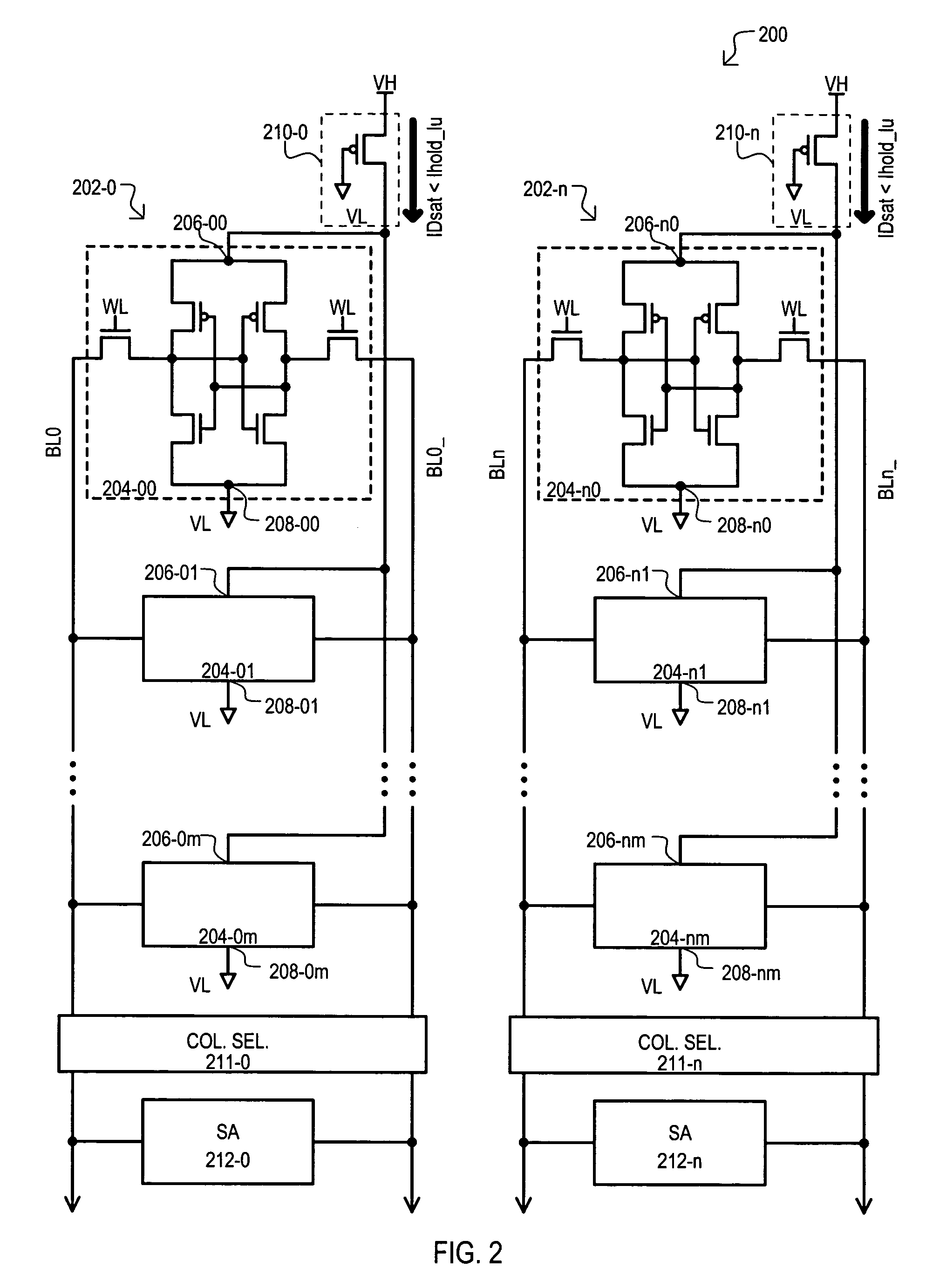 Memory array with current limiting device for preventing particle induced latch-up