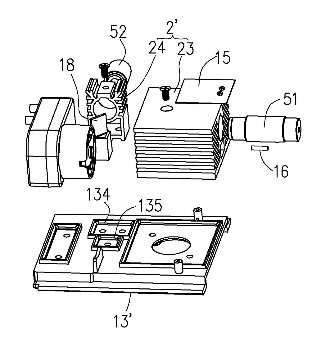 Laser spot light with improved radiating structure