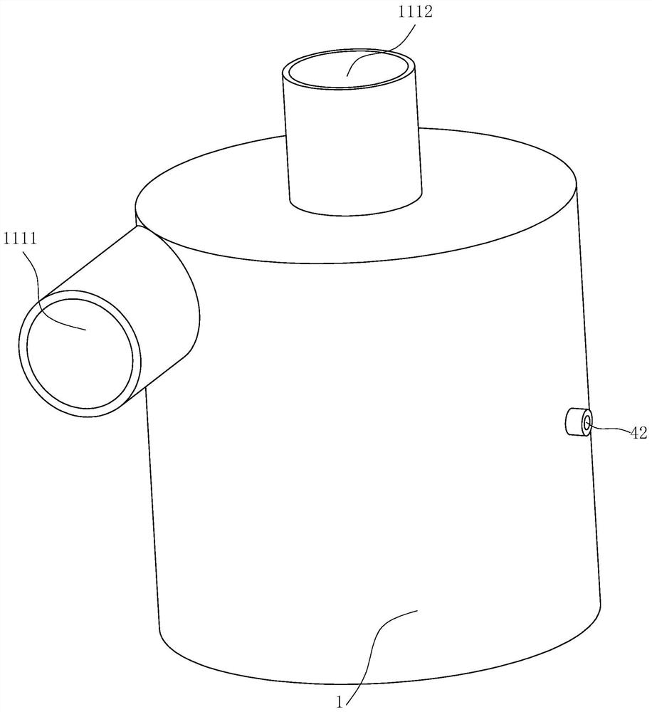 Separating device for separating dust and water mixture and ground cleaning machine