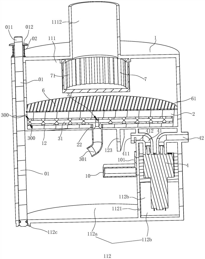 Separating device for separating dust and water mixture and ground cleaning machine