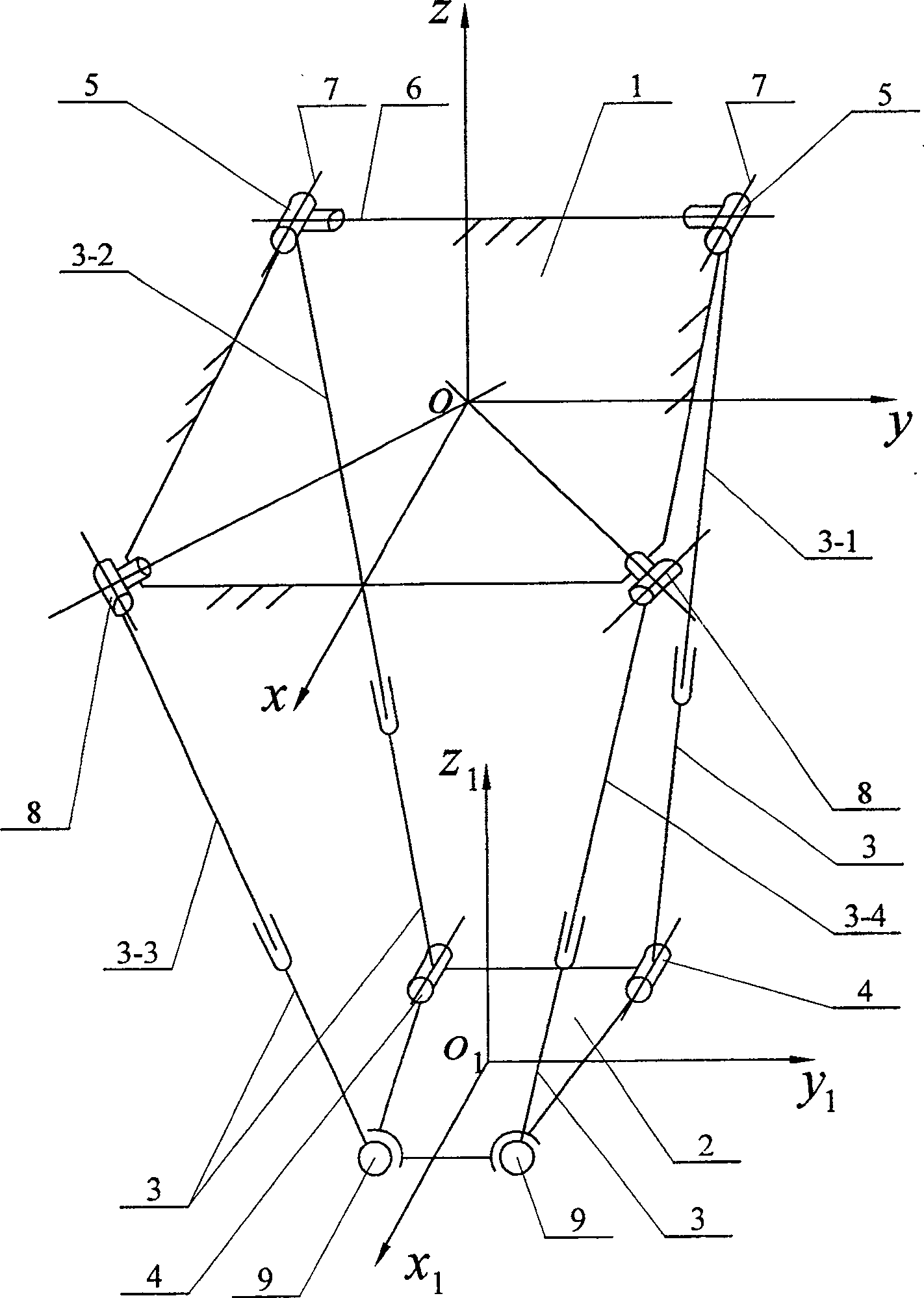 Parallel mechanism with four degrees of freedom