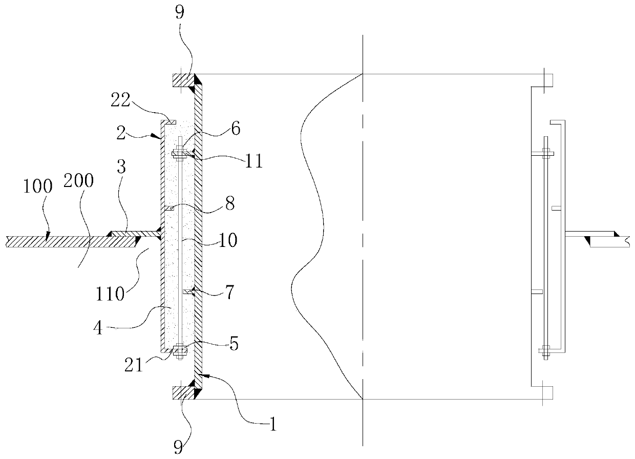 Smoke exhaust heat insulation airtight penetration assembly and ship containing it