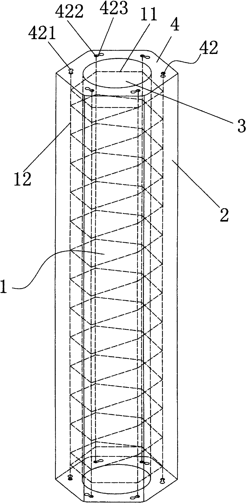 Pretensioned prestressed concrete polygonal pile and production method thereof