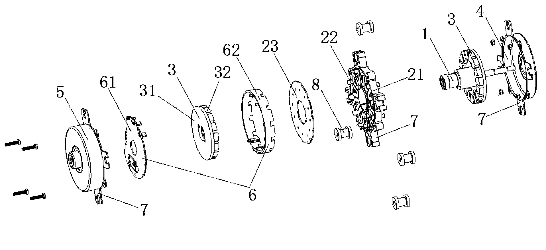 Coreless disc type motor