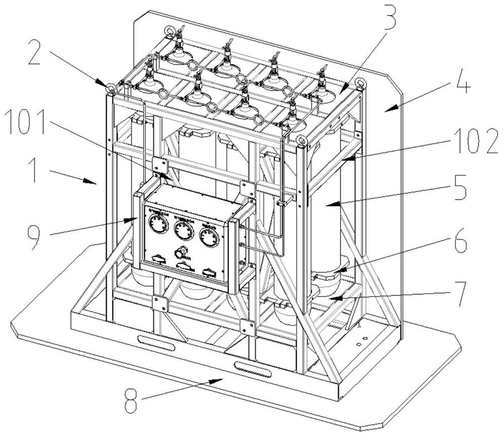 Marine gas cylinder group fixing device and structural deformation checking method thereof