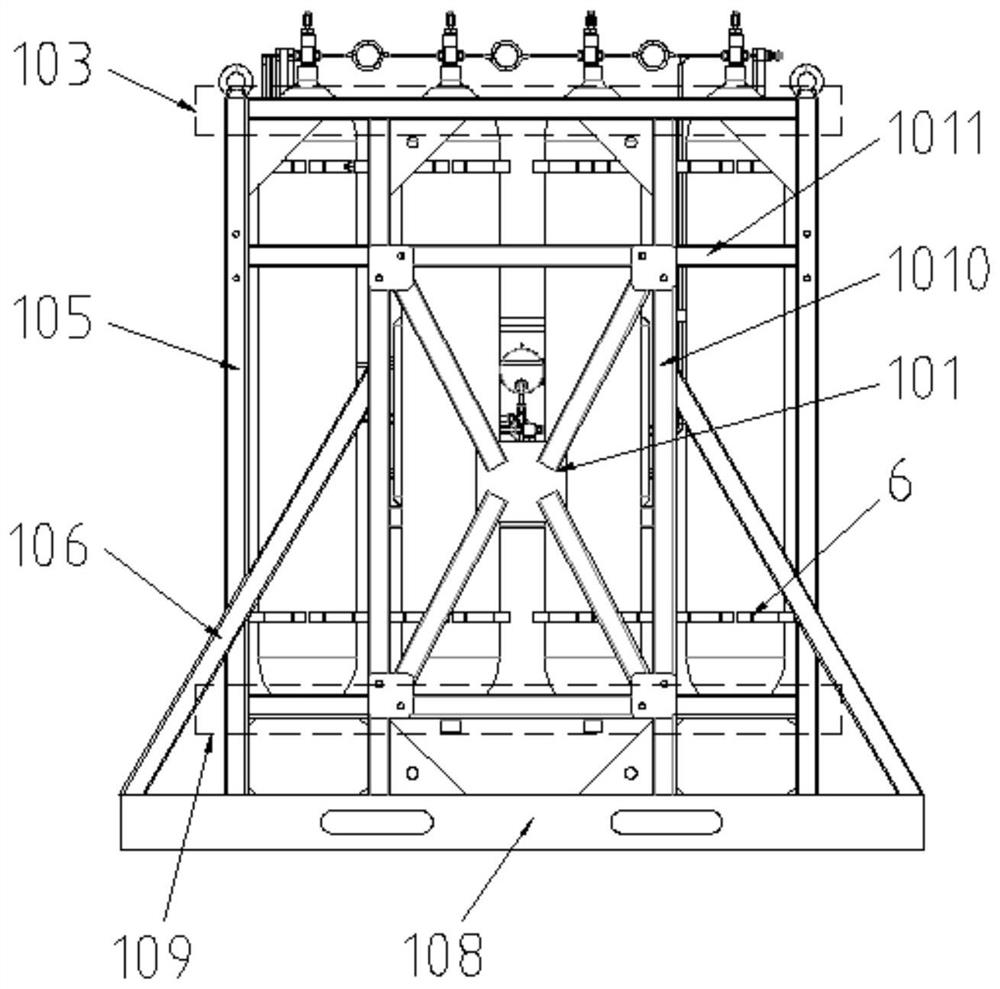 Marine gas cylinder group fixing device and structural deformation checking method thereof