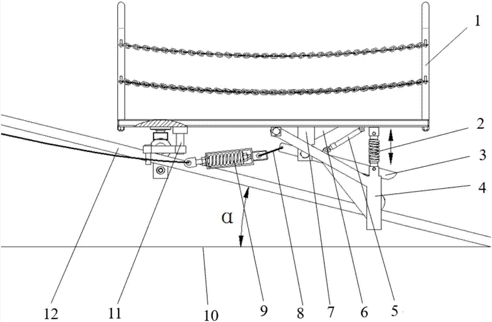 Mountainous orchard traction-type double-track conveyer with shock absorbing device