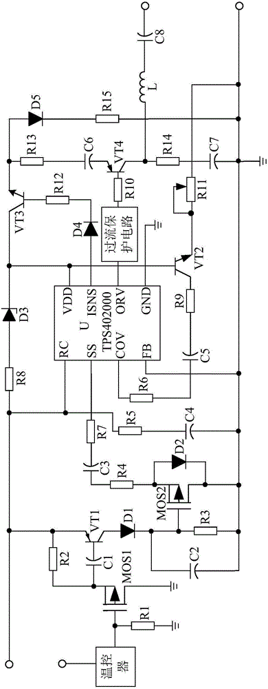 Automatic on-off bath heater control system based on overcurrent protection circuit