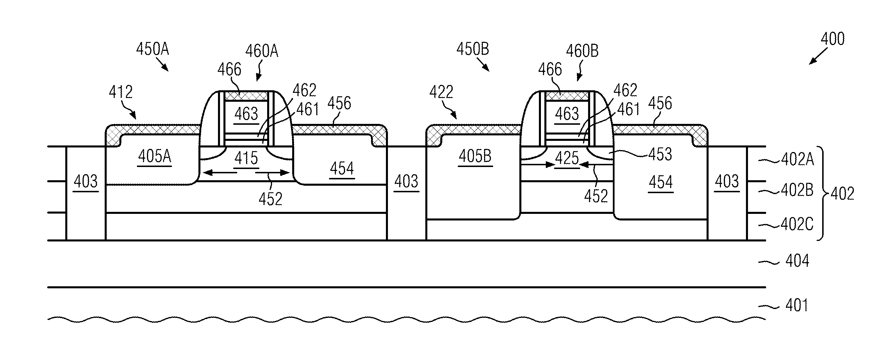 Transistor with embedded strain-inducing material formed in cavities formed in a silicon/germanium substrate