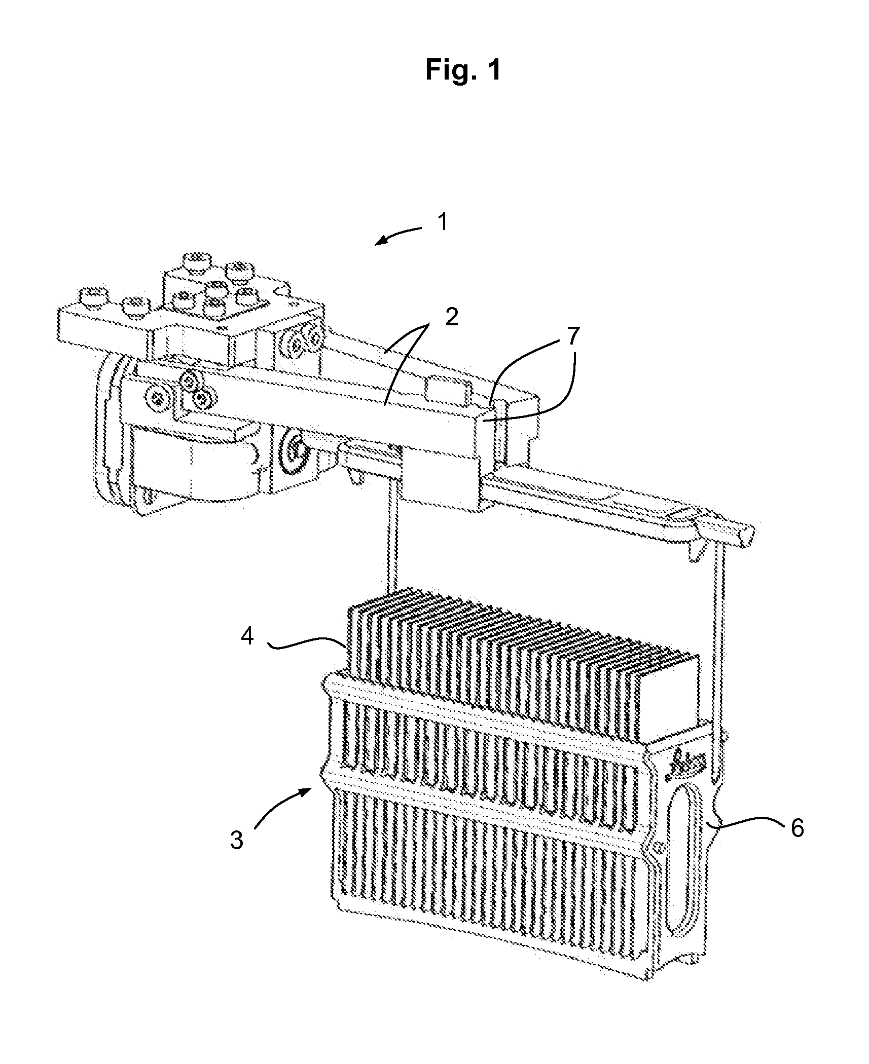 Gripper device for transporting racks