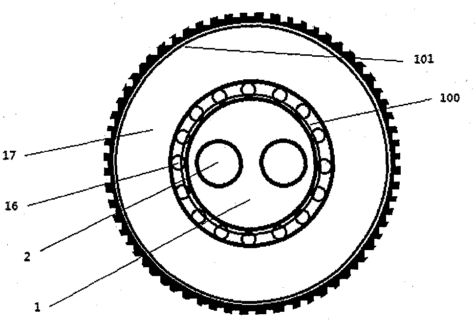 Cylinder body structure of hybrid opposite piston and mixed layer rotor and stator engine