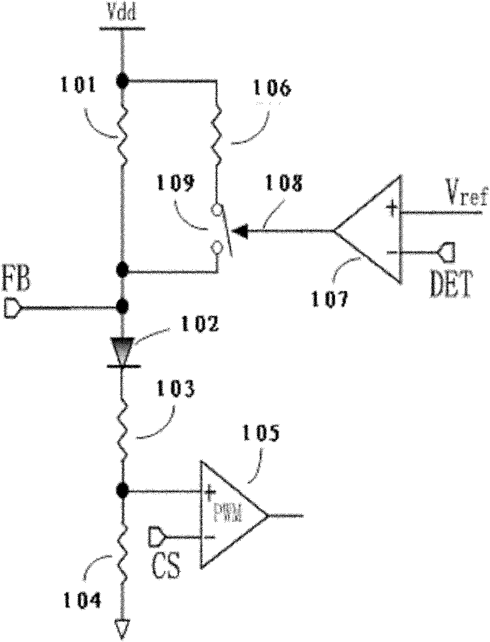 Low-power consumption feedback circuit for control chip of AC-DC switching power supply