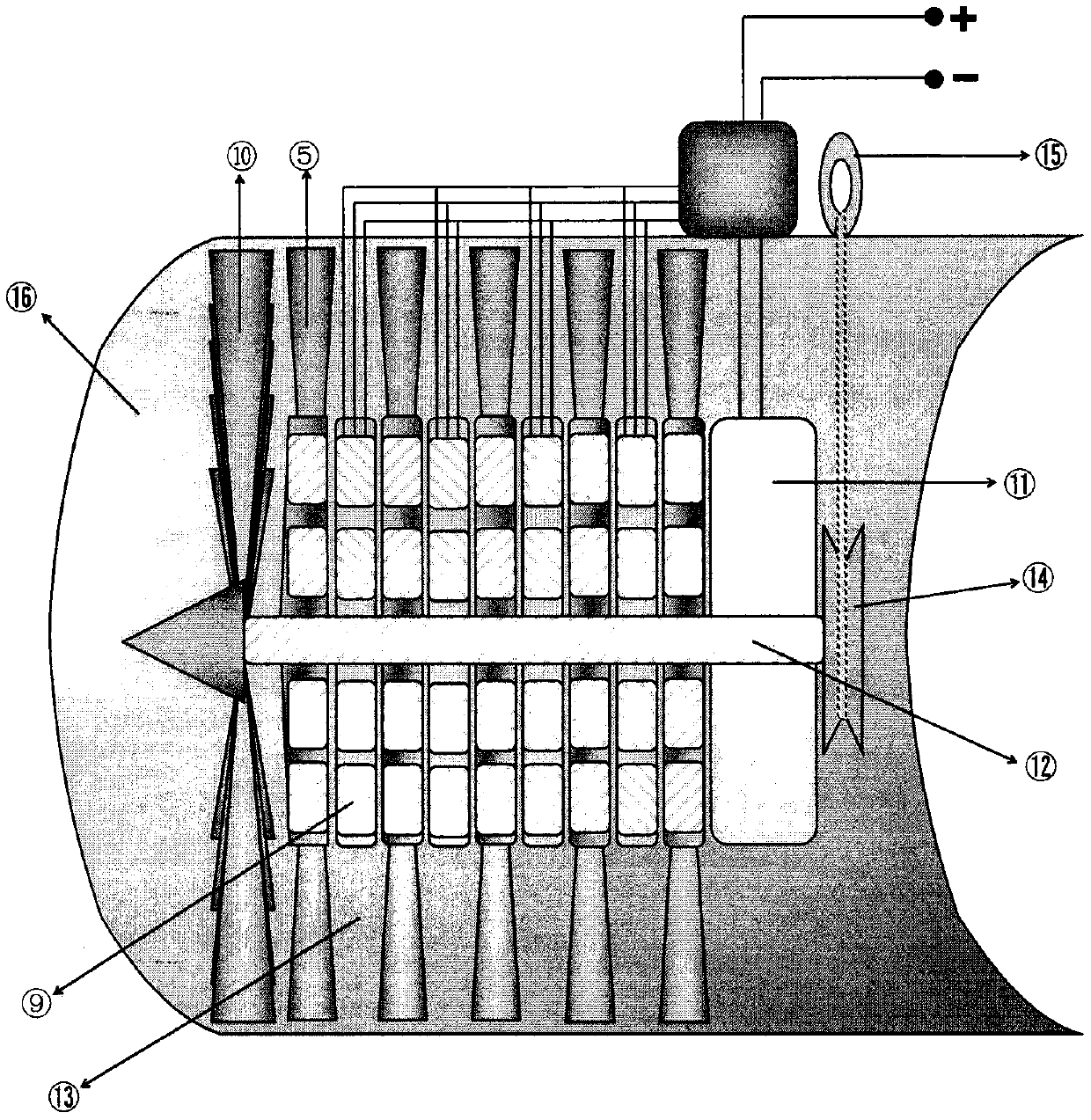 Coaxial wind vortex and motor-assisted air excitation and high-power power generation device