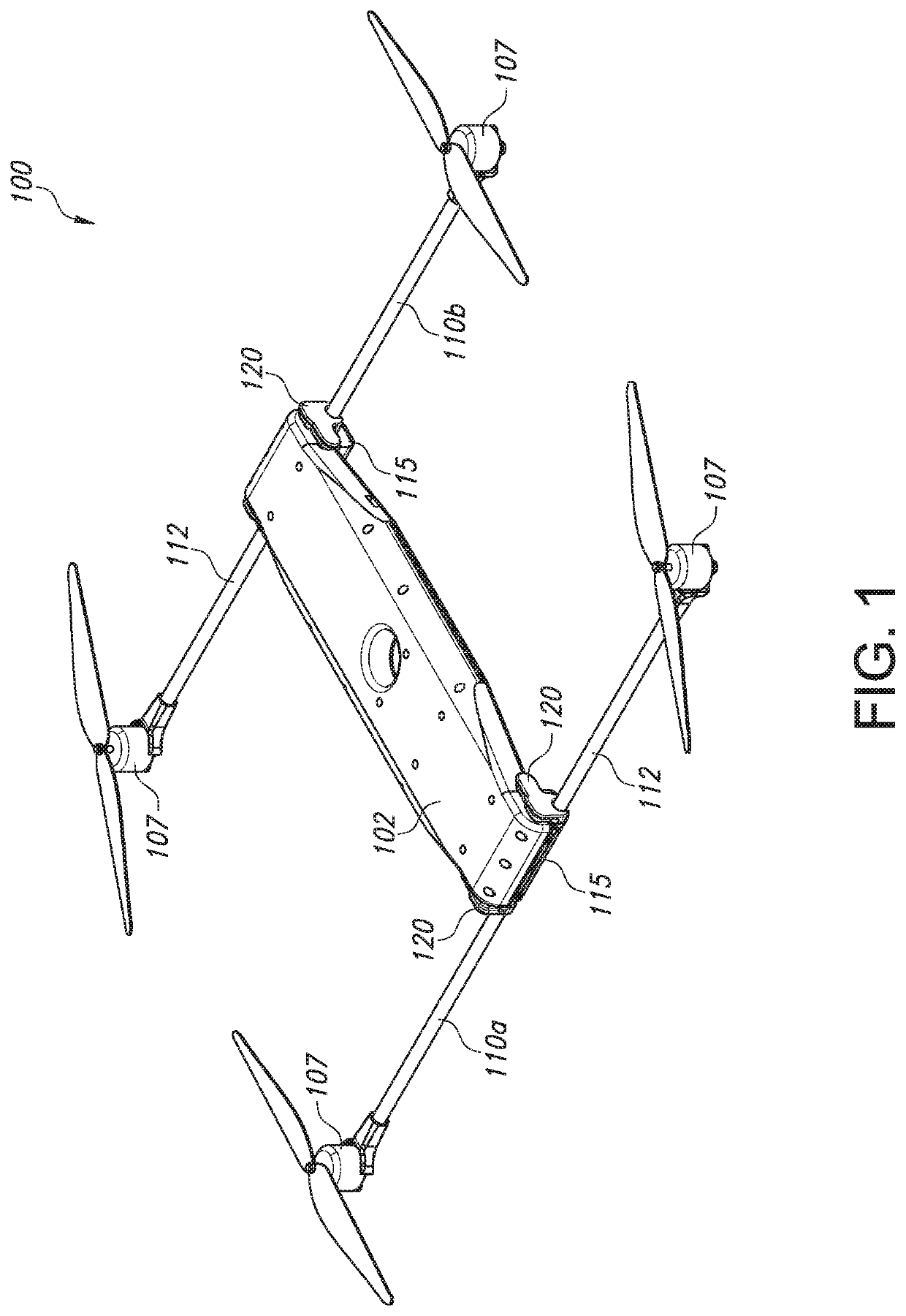 Unmanned aerial vehicle provided with detachable motor arms