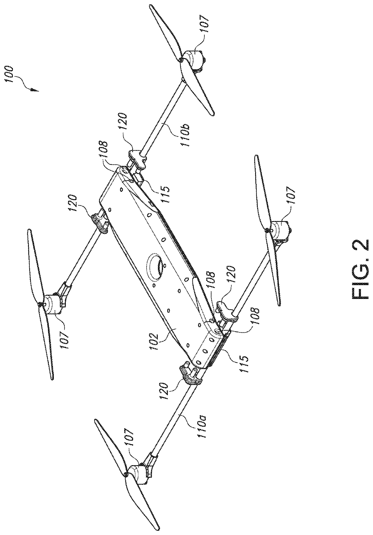 Unmanned aerial vehicle provided with detachable motor arms
