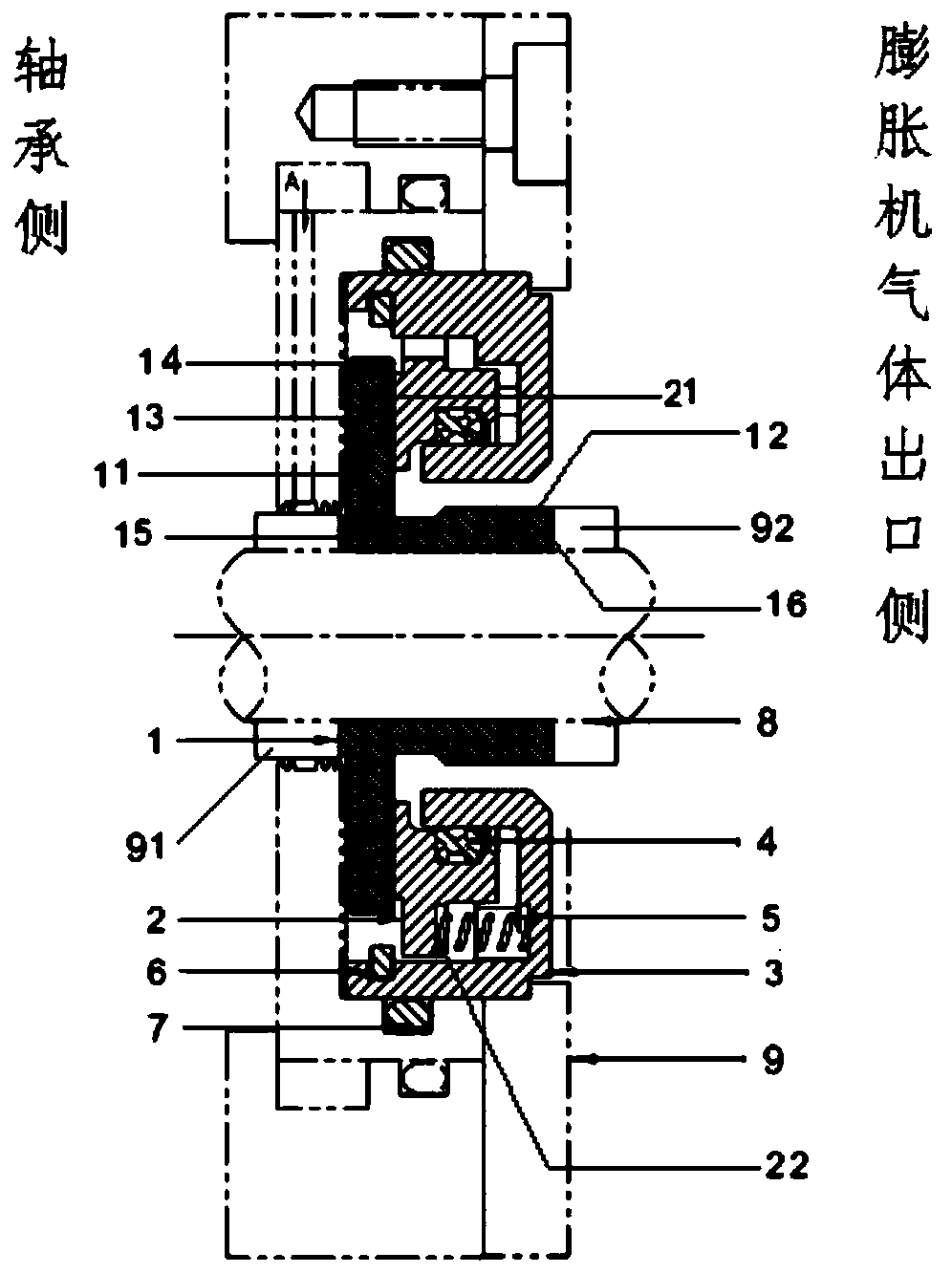 Gas lubrication hydrodynamic sealing device used for miniature high-speed turbo expander
