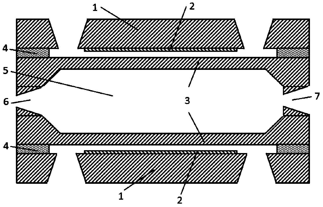 A reverse low driving voltage double-sided pump membrane valveless electrostatic micropump and its preparation method