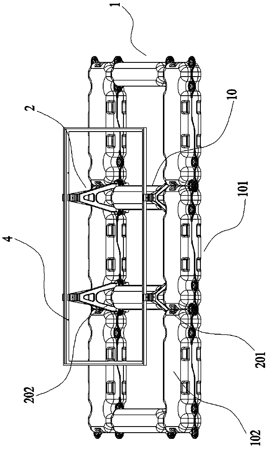 Split supporting type overwater photovoltaic unit and split supporting type overwater photovoltaic system