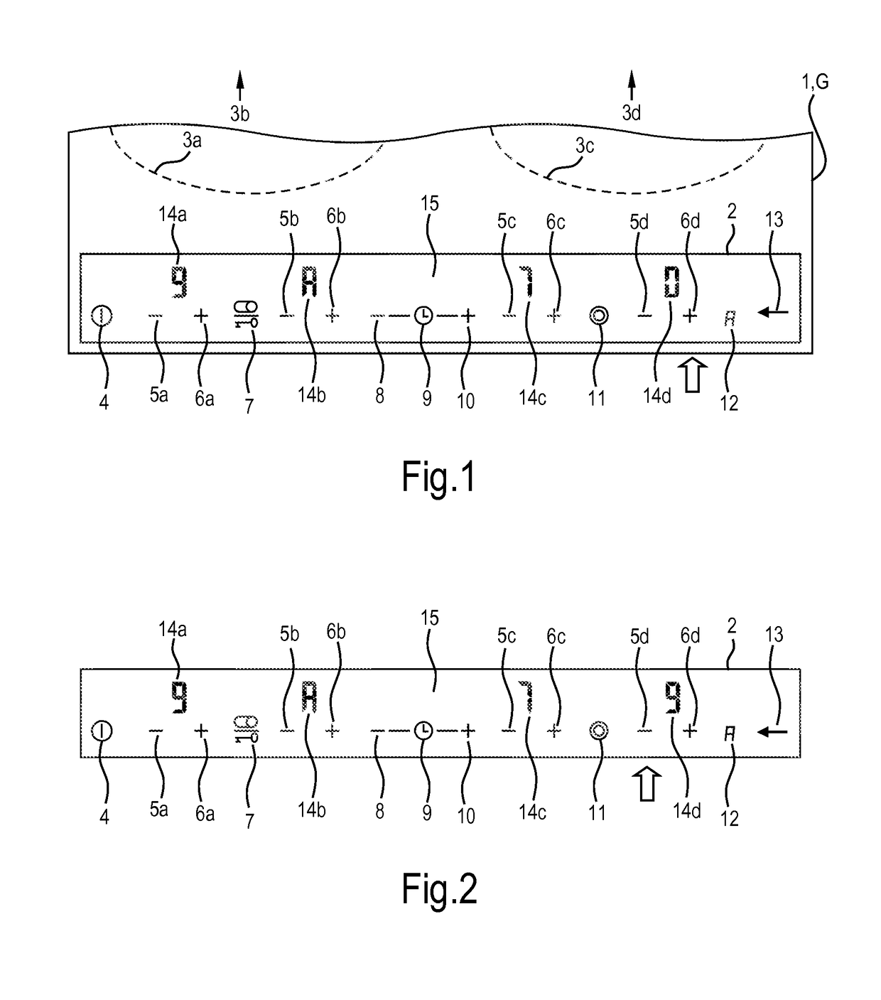 Household appliance with control element